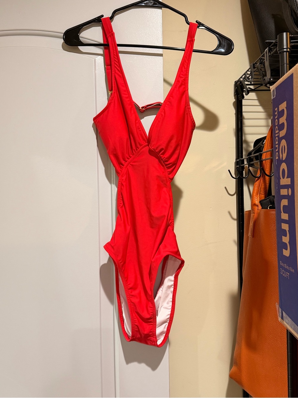 VENUS Red One-Piece Swimsuit with White Lining size 6